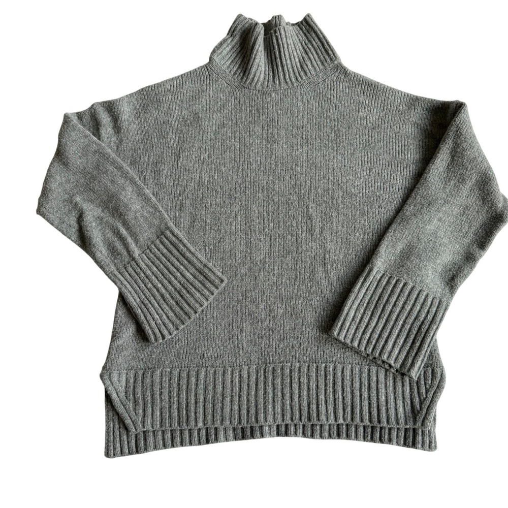 Abercrombie & Fitch Gray Turtleneck Sweater Womens XS Oversized Chunky Knit Cozy